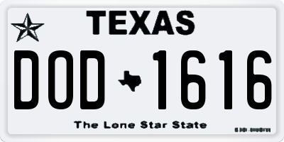 TX license plate DOD1616