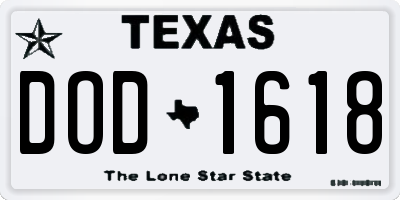 TX license plate DOD1618