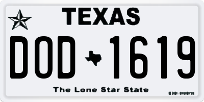 TX license plate DOD1619