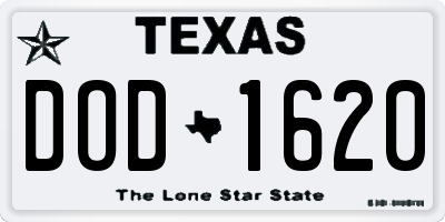 TX license plate DOD1620