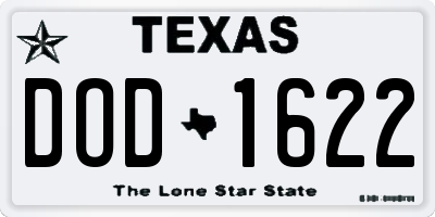 TX license plate DOD1622