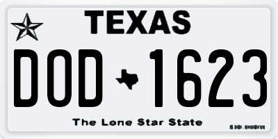 TX license plate DOD1623