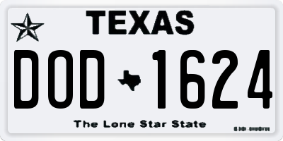 TX license plate DOD1624