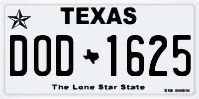TX license plate DOD1625