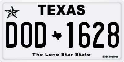 TX license plate DOD1628
