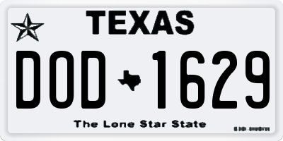 TX license plate DOD1629