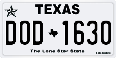 TX license plate DOD1630