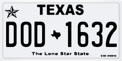 TX license plate DOD1632