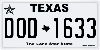 TX license plate DOD1633