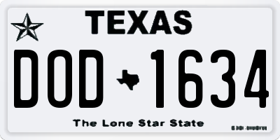 TX license plate DOD1634