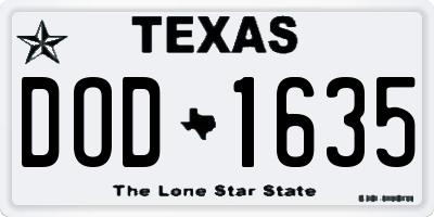 TX license plate DOD1635