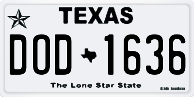 TX license plate DOD1636