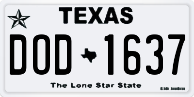 TX license plate DOD1637