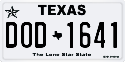 TX license plate DOD1641