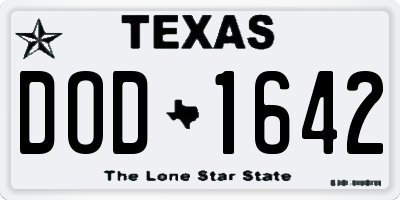 TX license plate DOD1642