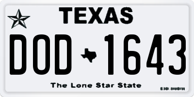 TX license plate DOD1643