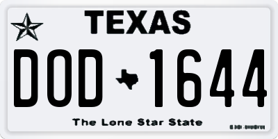 TX license plate DOD1644