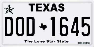 TX license plate DOD1645