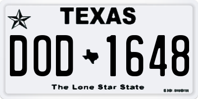 TX license plate DOD1648