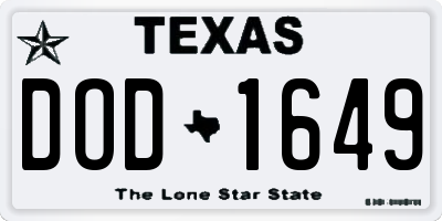TX license plate DOD1649