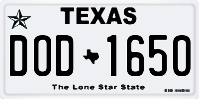 TX license plate DOD1650