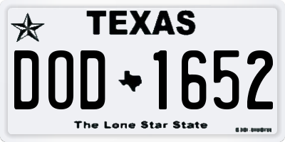 TX license plate DOD1652