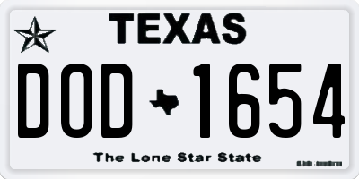 TX license plate DOD1654