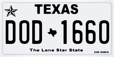 TX license plate DOD1660