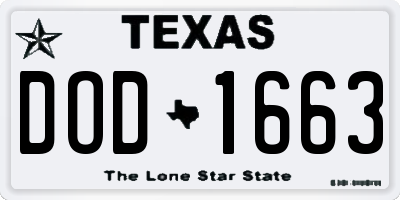 TX license plate DOD1663