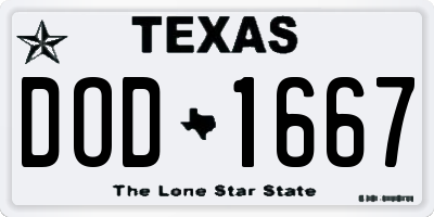 TX license plate DOD1667