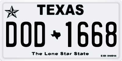 TX license plate DOD1668