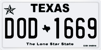 TX license plate DOD1669
