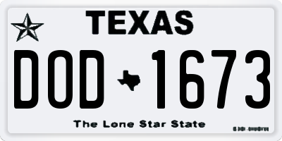 TX license plate DOD1673