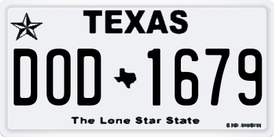 TX license plate DOD1679
