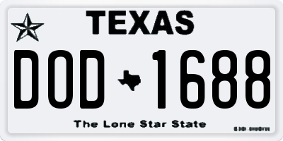 TX license plate DOD1688