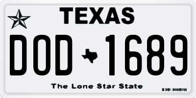 TX license plate DOD1689