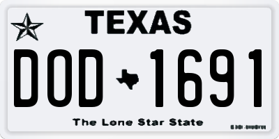 TX license plate DOD1691