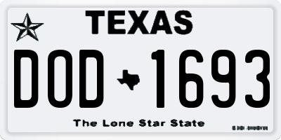 TX license plate DOD1693