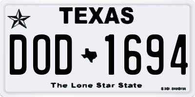 TX license plate DOD1694