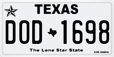 TX license plate DOD1698