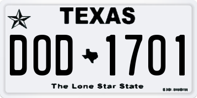 TX license plate DOD1701