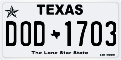 TX license plate DOD1703