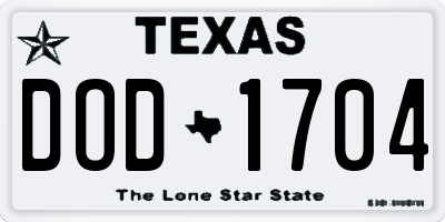 TX license plate DOD1704