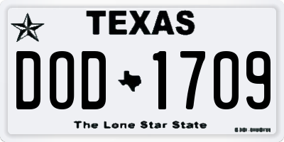 TX license plate DOD1709