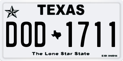TX license plate DOD1711