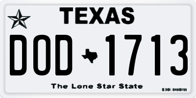 TX license plate DOD1713