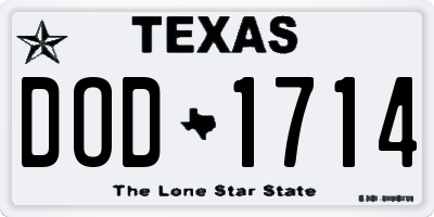 TX license plate DOD1714