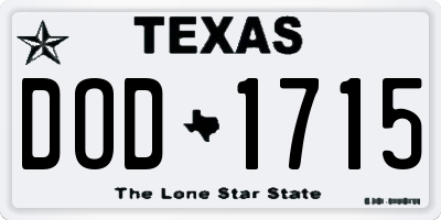 TX license plate DOD1715