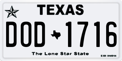 TX license plate DOD1716