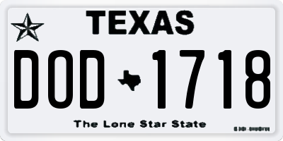 TX license plate DOD1718